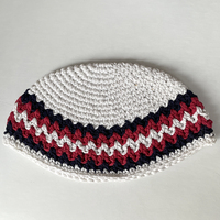 Kippa juive artisanale en crochet 100 % coton style bohème, rayée multicolore, respirante et écologique, ethnique - Prête à l'emploi (RTS) Ever Fortune