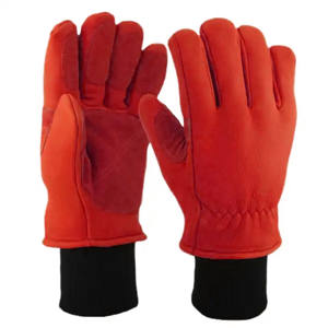 Guantes de trabajo de cuero de grano de vaca reforzados, resistentes al frío, forro polar grueso, guantes industriales para conductores, protección para manos y brazos - Product Image 4