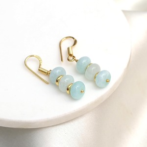 Handmade Aquamarine Gemstone Dangle <b>Earrings</b> with Gold Spacer Beads Findings & Plated Hook-Fashion Dangle <b>Earrings</b> - Product Image 2