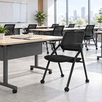 Chaise de formation mobile à dossier en maille avec structure PA+GF et roulettes en PU pour bureau, salle de formation, salle de classe