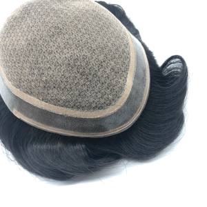 Prótesis frontal duradera para hombre, piel fina inyectada, precio pequeño, Natural, 100%, cabello humano, pelucas para hombre, tupé de Pu - Product Image 3