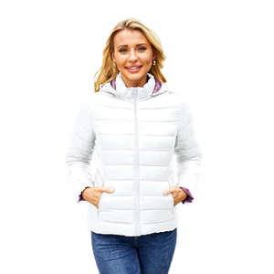 Chaqueta Bomber Corta de Mezclilla Acolchada para Mujer, Color Personalizado, Otoño, Cálida, con Capucha, Ligera, Cómoda, para Clima Frío - Product Image 1