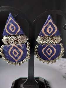 High Quality Handmade Lightweight Fabric Ethnic Dangle Earrings Modern Style Oxidized Silver Alloy Traditional Jewelry Tribal - Product Image 5