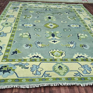 High Quality Wool <b>Hand</b> Knotted 9x12 Area Rug Newly Designed Abstract Pattern Multi-Color Woven Carpet for Home Praying - Product Image 1