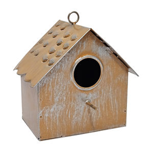 Casita para Pájaros de Metal Rústico Antiguo para Decoración de Jardín Exterior - Product Image 1