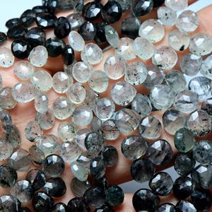 ลูกปัดหินธรรมชาติขนาด9นิ้วรูปหัวใจประดับอัญมณีสีดำมอส - Product Image 1