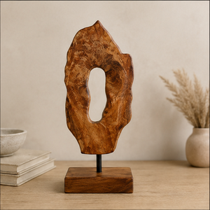 Sculpture abstraite en bois, décoration artistique, forme irrégulière, faite à la main, minimaliste, décoration de table, décoration de la maison, pièce d'art pour le salon - Product Image 1