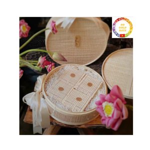 Cesta de bambú natural hecha a mano para almacenamiento y embalaje de regalo Cesta ecológica para fiesta de boda - Product Image 1