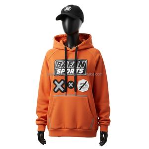 เสื้อฮู้ดผ้าขนแกะ320 GSM เสื้อสวมหัวสีส้มมีสไตล์มีโลโก้ที่กำหนดเองพิมพ์ลาย - Product Image 1