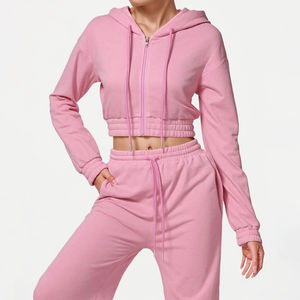 OEM personalizado de alta calidad de las mujeres chándal de algodón Casual Material de lana chándal conjuntos Jogging - Product Image 1