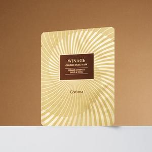 Masque visage vegan Winage Golden Snail 1 feuille, hydratant anti-âge, traitement de l'acné, AHA, vitamine C, collagène, thé vert pour raffermir - Product Image 3