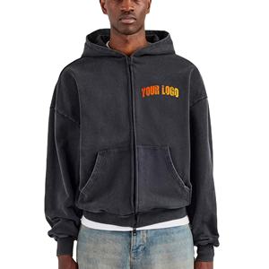 Nouveau sweat à capuche zippé arrivé pour homme Logos imprimés personnalisés 100% sweat à capuche en coton homme Streetwear surdimensionné couleur unie sweats à capuche hommes - Product Image 3