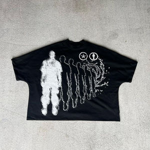 Camiseta cuadrada de gran tamaño de estilo Vintage de algodón 100% de peso pesado para hombres cuello redondo patrón Animal gráfico fabricante directo - Product Image 1