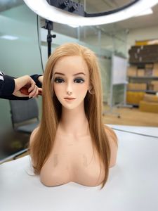 Super doble dibujado 100% Peluca de pelo Remy virgen de alta calidad de encaje completo Rubio lejía materia prima India origen vietnamita - Product Image 2