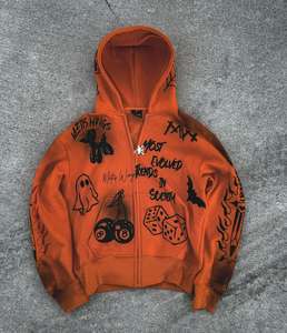 Sweat à capuche délavé pour hommes 440 Gsm Super Heavy Weight Winter avec fermeture à glissière Design personnalisé Vêtements décontractés de haute qualité à bas prix - Product Image 1