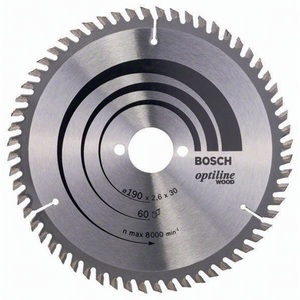 Optiline 190mm Circular Saw Blade with 60 Teeth 30mm Bore 2.6mm Kerf Carbide-Tipped for <b>Garden</b> Hand <b>Tools</b> BOSCH Brand - Product Image 1