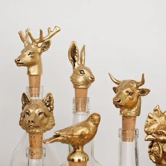 Set of any five Bottle Stoppers Animal Brass Sculpture Barware Decor Best Quality Handmade Decorative Amazon Hot Selling 2023
