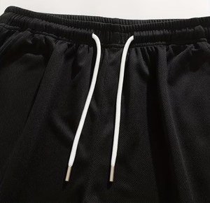 Men's Solid Black Pleated Athletic Jersey with Built-In Shorts and Pocket Stretchy Non-See-Through Fabric Running Swimming BD - Product Image 4