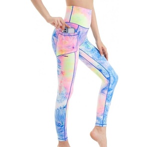 Wholesale OEM High Waist Gym Sports <b>Running</b> Training Stylish Leggings Women Fitness Tights Acid Wash Fitness Tie Dye Legging - Product Image 1