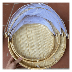 ถาดสานไม้ไผ่พร้อมตาข่าย ถาดไม้ไผ่สำหรับตากแห้งพร้อมตาข่ายสำหรับใส่ของว่าง สมุนไพร และใช้ในครัว ผลิตจากเวียดนาม - Product Image 4