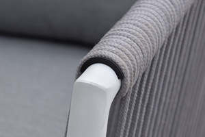 Ensemble de mobilier de salle à manger d'extérieur commercial, table en rotin, chaises en corde tressée, café moderne, restaurant, hôtel, patio, parc, appartement - Product Image 3