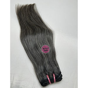 Extensions de cheveux humains gris droit de qualité 12A, mèches vierges Remy indiennes, donneur unique, trame longue durée, commande minimum 1 mèche - Product Image 6