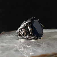 Bague de mariage pour homme en argent sterling 925 de haute qualité, luxe, style vintage, sertie de zircon ovale, taille personnalisée