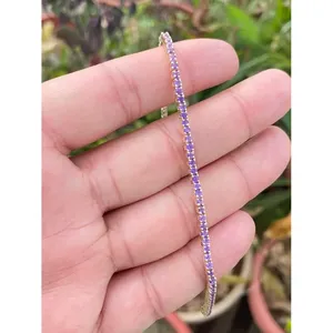 14k <b>Gold</b> Amethyst Tennis Bracelet Fashionable Tennis Bracelets with Amethyst Gemstone - Product Image 4