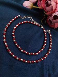Tobillera de cuentas asequible para fiesta para niñas, tobillera con diseño de cuentas múltiples para niñas, tobillera Payal de cuentas negras, ligera para fiesta - Product Image 2