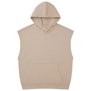 Winter <b>Sleeveless</b> 100% Cotton French Terry <b>Hoodie</b> Drop Shoulder DTG Printing Zipper Solid Front Quick Dry Breathable High - Product Image 3