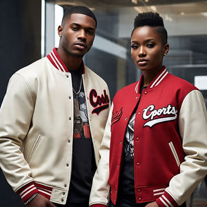 Mangas de lana de moda personalizadas con cuerpo de cuero Letterman Varsity Jacket Streetwear Contraste Bomber Varsity Jacket - Product Image 4