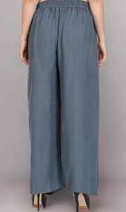 Palazzo d'été décontracté pour femmes avec coupe ample avec taille moyenne élastique respirant et teint uni - Product Image 2