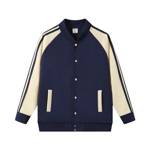 Veste de baseball unisexe Healy 2026 à manches longues, color-block, fermeture boutonnée, bleu crème, polyester, coupe classique, adultes, toutes saisons - Product Image 4