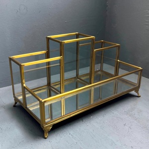 Artisan Design Metal Jewelry Organizer with Multi-Partition <b>Storage</b> for Rings and Cosmetics 9X4.5X5" <b>Tabletop</b> Decor - Product Image 3