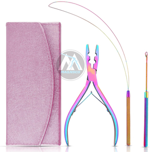 Pince d'extension de cheveux professionnelle en acier inoxydable de haute qualité poignées en plastique multifonctions outils d'extension de cheveux - Product Image 6