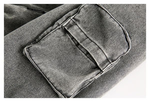 Blouson Bomber Unisexe en Denim Délavé Gris – Veste Décontractée Zippée Style Vintage Oversize Streetwear en Jean - Product Image 6