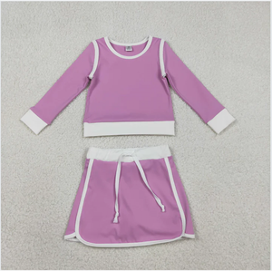 Conjunto de Falda-Pantalón Deportiva para Niñas, Color Morado Sólido, Modelo GLD1484 - Product Image 3