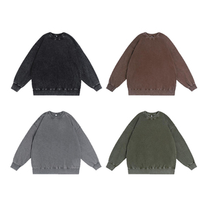 Sudaderas de Algodón con Cuello Redondo, Estilo Holgado, Lavado Ácido, para Mujer, al por Mayor, OEM, con Efecto Desgastado y Flexible en la Parte Inferior - Product Image 1