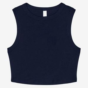 Nouveau design de débardeur court côtelé de couleur unie pour femmes avec logo personnalisé débardeur court sexy sans manches pour femmes - Product Image 2