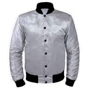 Chaqueta Bomber Varsity de béisbol personalizada para hombre, chaqueta de satén con forro acolchado, logotipo bordado, cuello levantado, Material de lona para invierno - Product Image 3