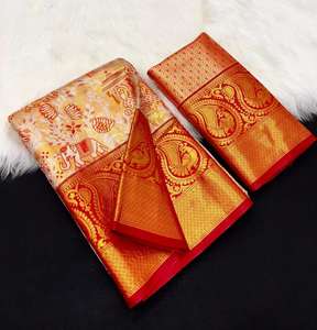 ผ้าไหมกึ่งส่าหรีตลาดอินเดียอินเดียเหนือ - Product Image 6