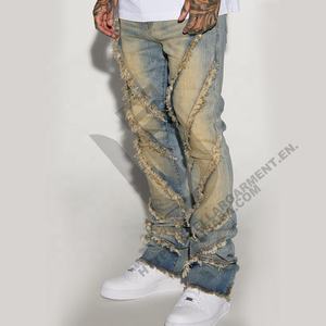 Moda Streetwear Jeans Pantalones Diseño desgastado personalizado Hombres Pantalones de mezclilla acampanados - Product Image 5