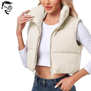 2025 femmes recadrée bouffant gilet demi-blanc hiver sans manches col montant fabriqué par Unbridleds Industry - Product Image 1