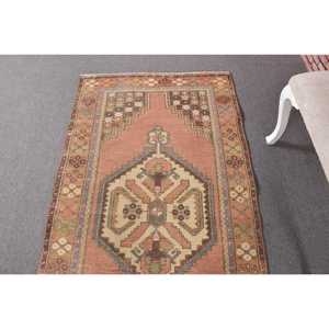 3.3x6.4 ft Rug, Vintage Turkish Rug, <b>Brown</b> <b>Wool</b> Rug - Product Image 4
