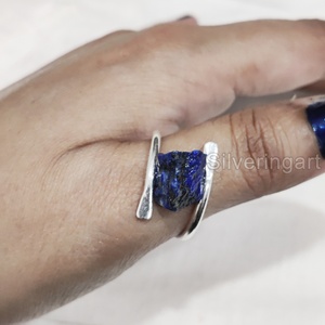 Anillo de Piedra Natural para Mujer, Anillo de Plata de Ley 925 con Cruz de Lapislázuli, Joyería Navideña - Product Image 3