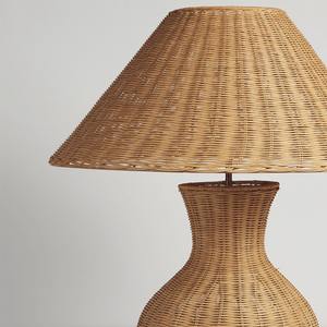 Lampe de table en rotin naturel tressé, abat-jour large et base ronde, éclairage artisanal pour projets d'aménagement intérieur en gros - Meilleure vente - Product Image 4