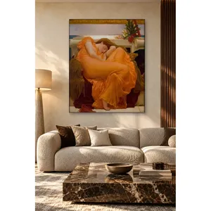 Fida Frederic Leighton, Femme endormie en robe orange, impression sur toile, Flaming June - Product Image 4