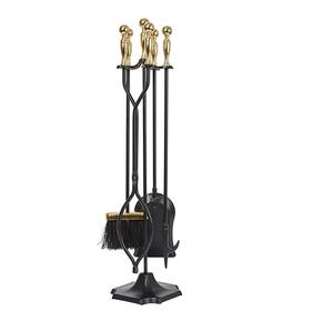 Support à bois de chauffage moderne de haute qualité avec ensemble d'outils de cheminée 4 pièces Pinces à balai de poker Pelle-Accessoires en métal durables - Product Image 1