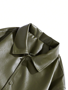 Blouson en cuir pour homme, style boxy personnalisé, nouveau modèle, en toile, avec fermeture éclair à lettres, grandes tailles, streetwear d'hiver, logo personnalisé - Product Image 3