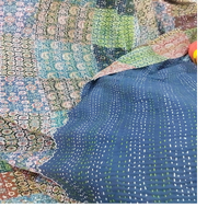 Ensemble de literie sur mesure en soie patchwork Kantha cousu à la main, garnissage en coton, style américain, 600TC, antistatique, taille Queen